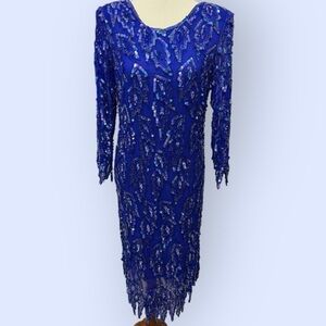 80’s Royal Blue Silk Sequin Dress